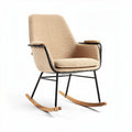 Poltrona a dondolo in tessuto beige e struttura in metallo nero 70 x 70 x 100cm