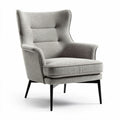 Poltrona moderna grigia in tessuto con gambe nere dimensioni 80 x 80 x 100cm