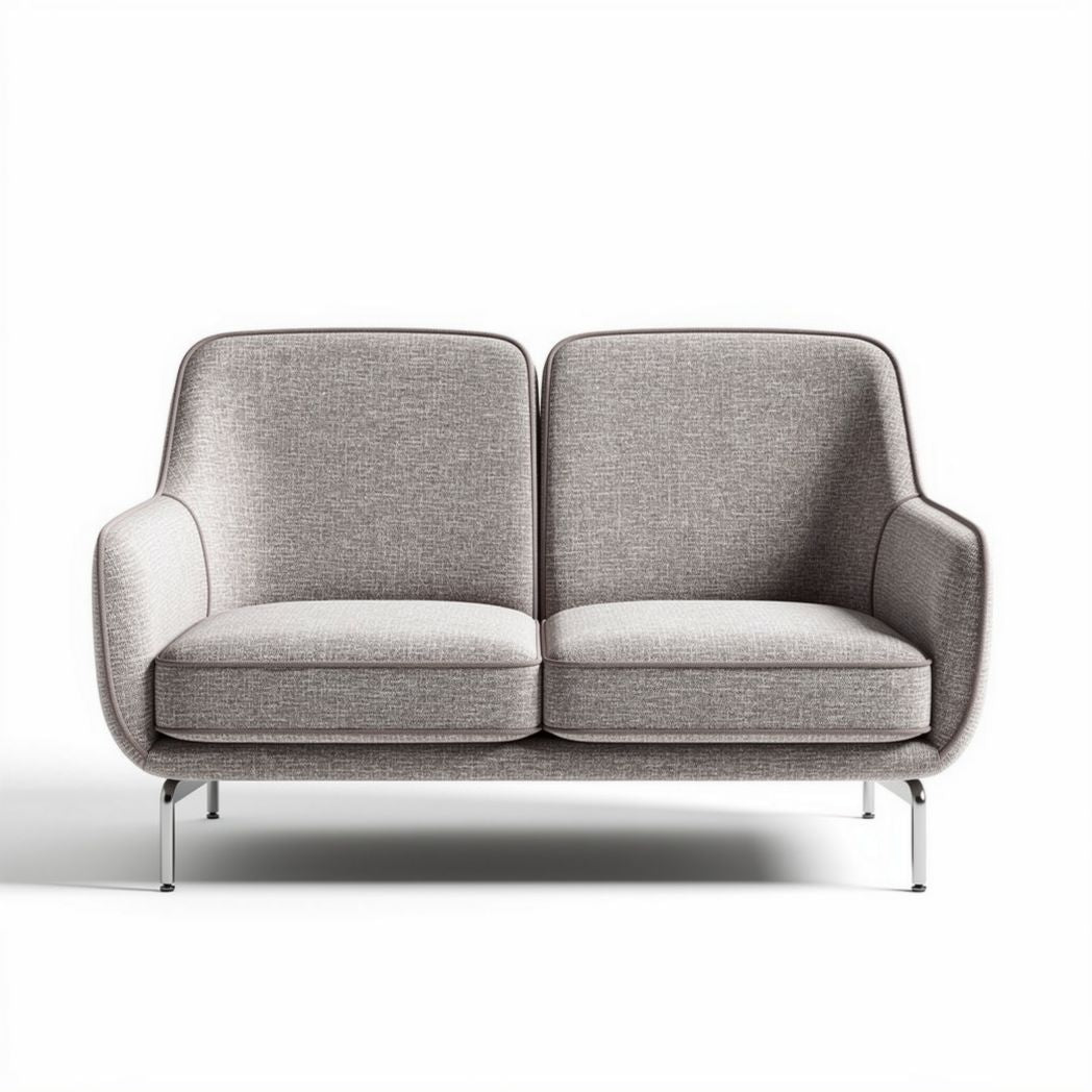 Divano a due posti in tessuto grigio 150 x 80 x 80cm con struttura in metallo