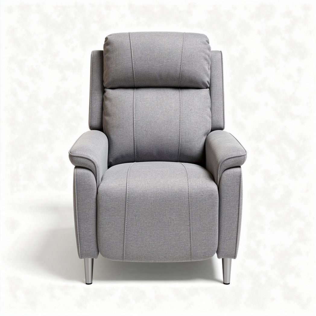 Poltrona reclinabile in tessuto grigio con struttura in metallo 80 x 85 x 100cm