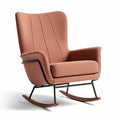 Poltrona a dondolo in tessuto rosa con base in metallo dimensioni 85 x 75 x 100cm