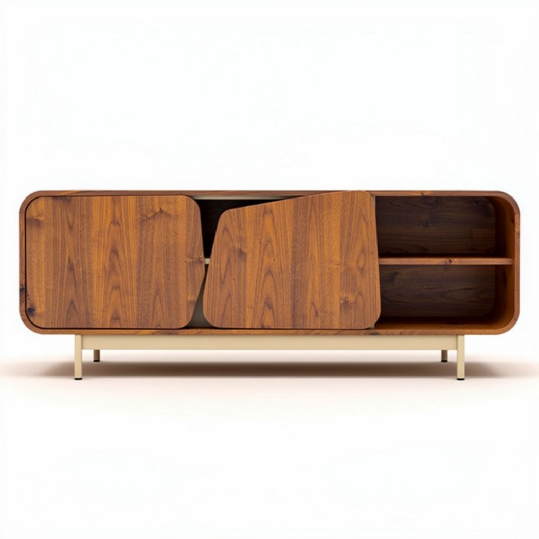 Mobiletto in legno di noce con ante decorative e dimensioni 120 x 40 x 50cm