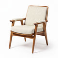 Poltrona in legno con cuscino in tessuto beige cm 82 x 72 x 76