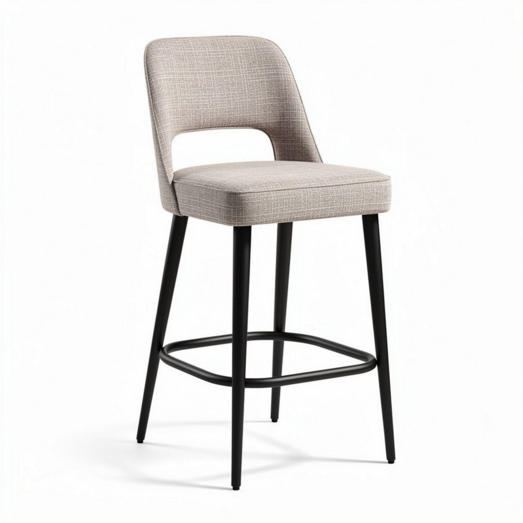 Sgabello da bar imbottito con struttura in metallo nero misura 45 x 45 x 100cm