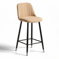 Sgabello da bar in tessuto beige con struttura metallica nera 45 x 45 x 100cm