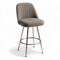 Sgabello alto in tessuto grigio con struttura in acciaio inox 40 x 40 x 100cm
