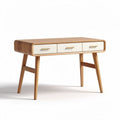 Scrivania in legno con tre cassetti color bianco e legno naturale dimensioni 120 x 60 x 75cm